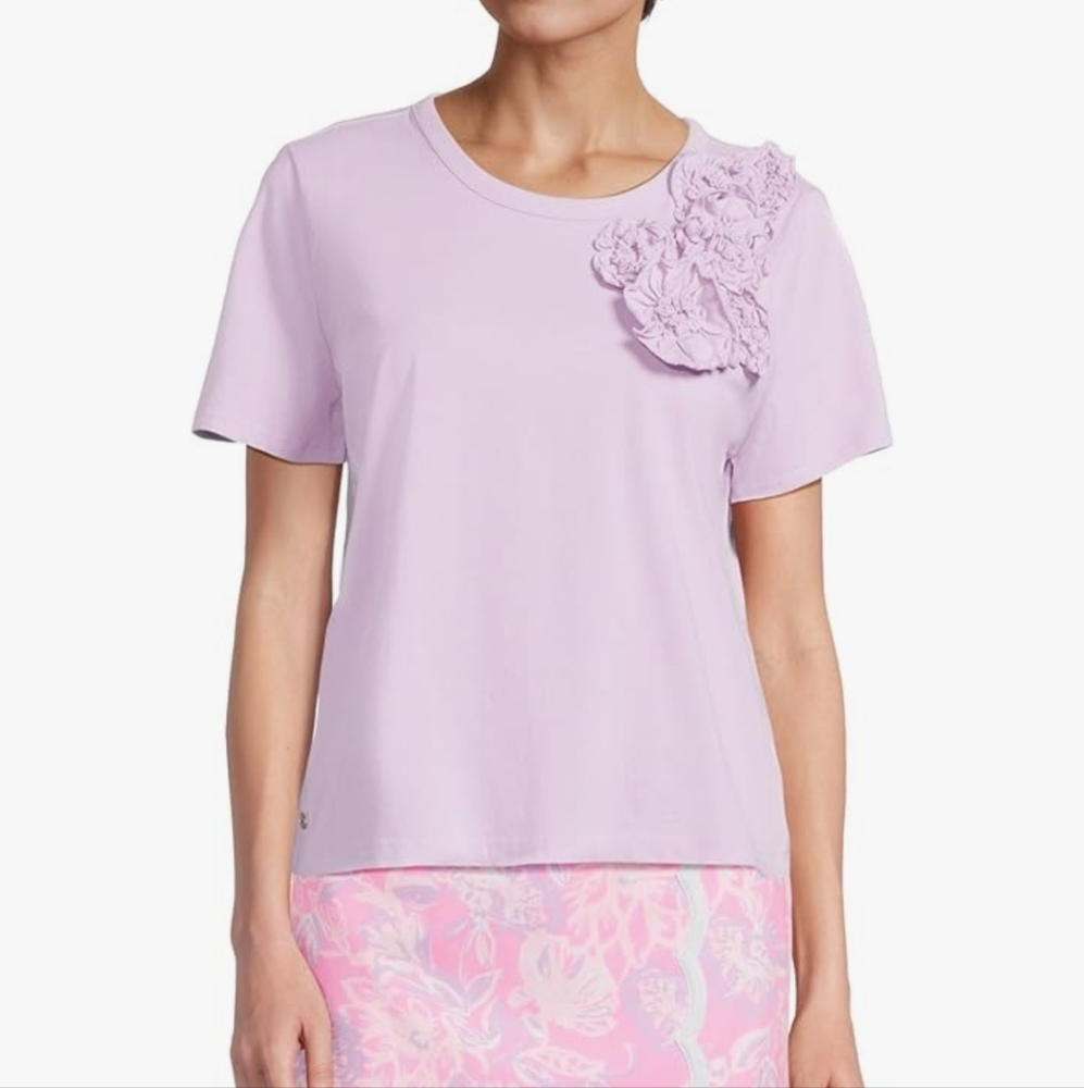 Lilly Pulitzer Women's Clairmont Rosette Knit Top MEDIUM PURPLE